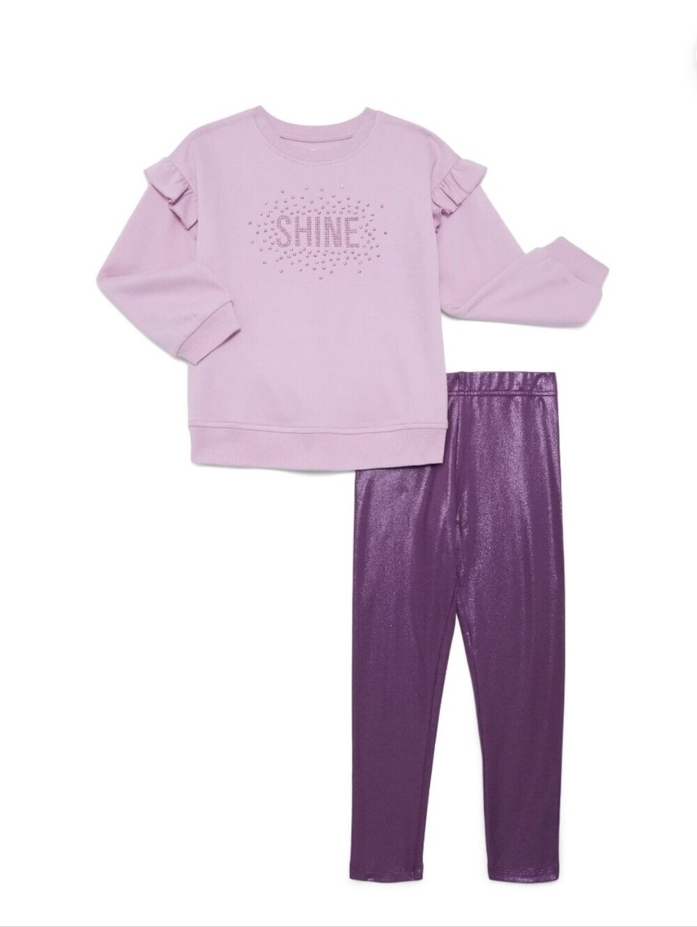 New Wonder Nation girl's Sweatshirt & Legging Outfit Set SHINE, Purple Lilac